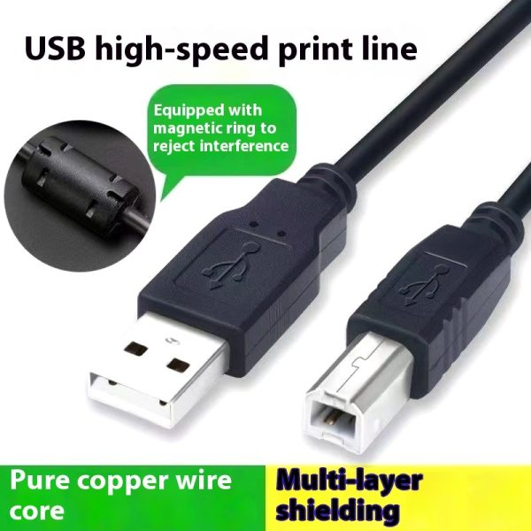 USB Printer Cable Black Pure Copper Square Mouth High Speed 20 Data Wire - Image 7