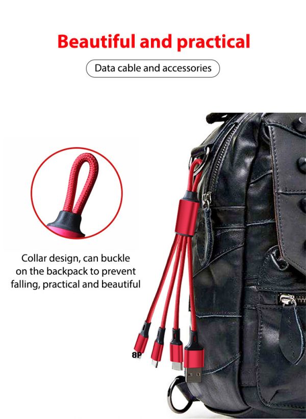 Keychain Three-in-one Data Cable Three-head Charging Cable - Image 5