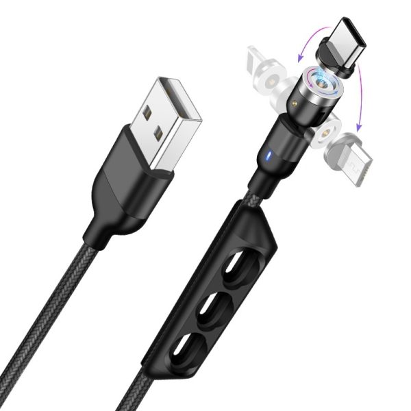 Flat Elbow Magnetic Suction Fast Charge 540 Degrees Three-in-one Data Cable - Image 4