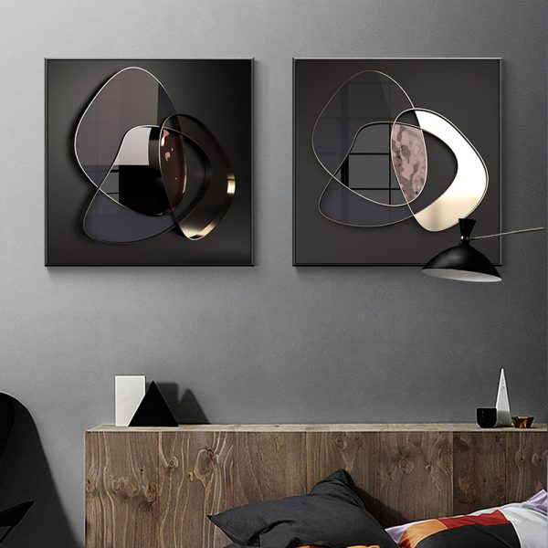 Modern Abstract 3D Metal Wall Art Canvas Painting - Image 4