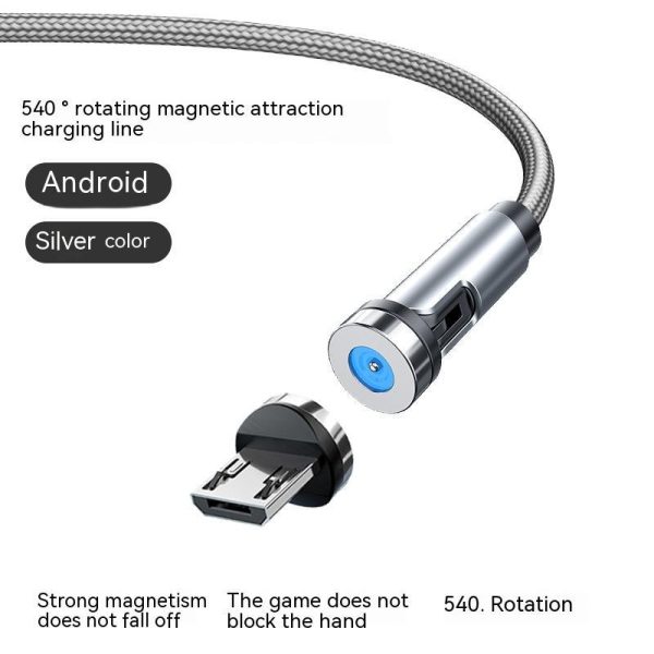 Twitch 540 Degree Rotating Single Needle Magnetic Data Cable One For Three Android Type-C Charging Cable Three In One - Image 9