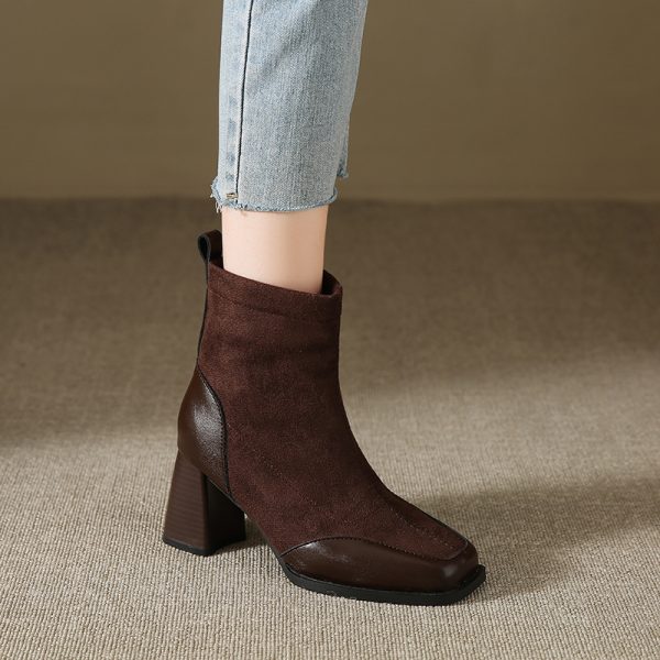 Fat Feet British Style Chunky Heel Booties - Image 3