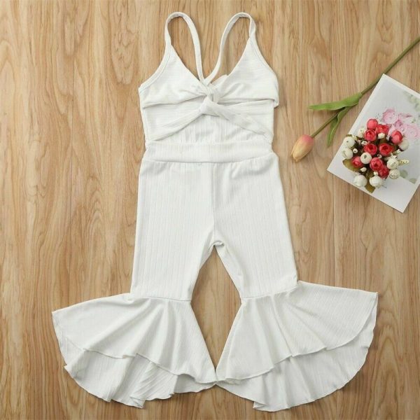 Hang Strip Solid Color One-piece Two-color Solid Color Fashion Sleeveless Jumpsuit For Baby Girl - Image 5