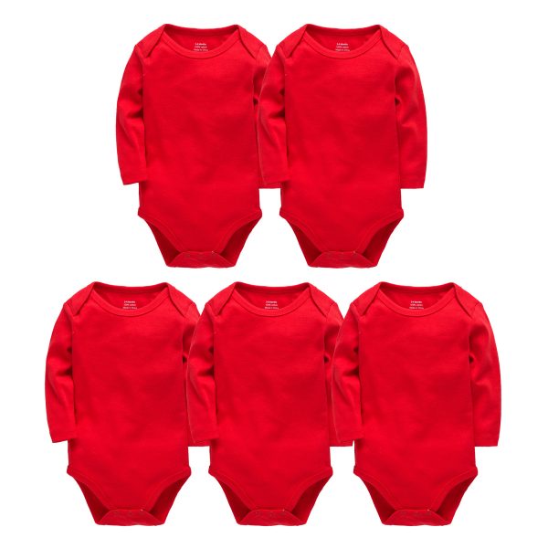 Baby Onesies, Pure Cotton Long-sleeved Solid Color Baby Romper - Image 3