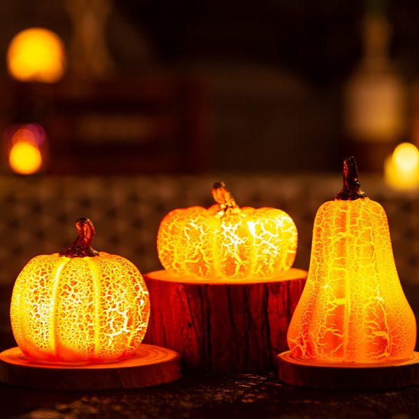 New Halloween Pumpkin Lantern Simulation Pumpkin LED Candle Lamp Resin Luminous Pumpkin - Image 3