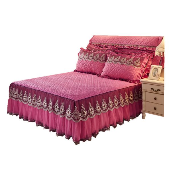 Quilted Lace Bed Skirt Bed Liner - Image 4