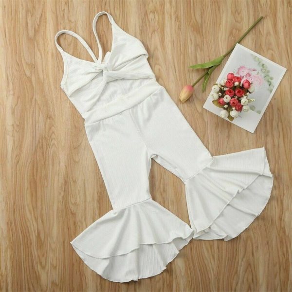 Hang Strip Solid Color One-piece Two-color Solid Color Fashion Sleeveless Jumpsuit For Baby Girl - Image 2