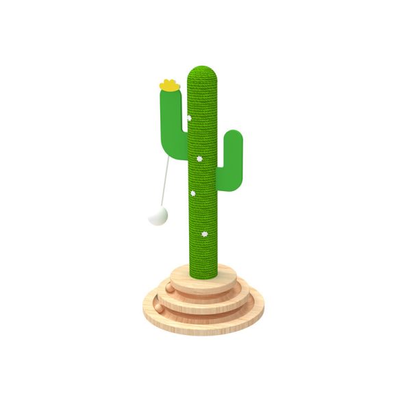 Cactus Cat Toy Wheel Grab Pillar Solid Wood - Image 5