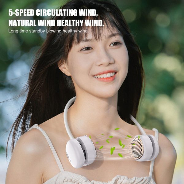 Portable Hanging Neck Fan 5 Speed Wearable Personal Fan Air Cooler Rechargeable - Image 2