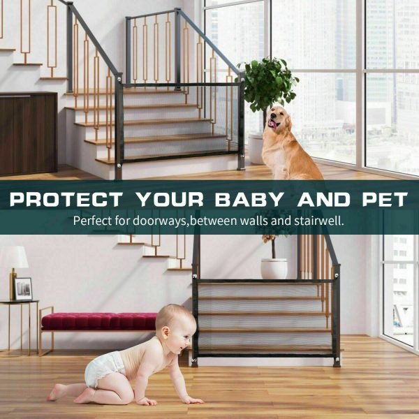 Pets Dog Cat Baby Safety Gate Mesh Fence Magic Portable Guard Net Stairs Doors - Image 4