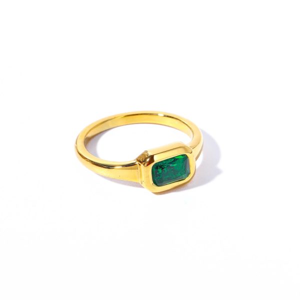 Emerald Ring Honeycomb Six-side Zircon Ring Color Retaining Ins Style - Image 7