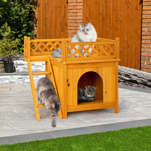 72X50X65.5cm 2 Storey Fence With Staircase Cat House - Image 8