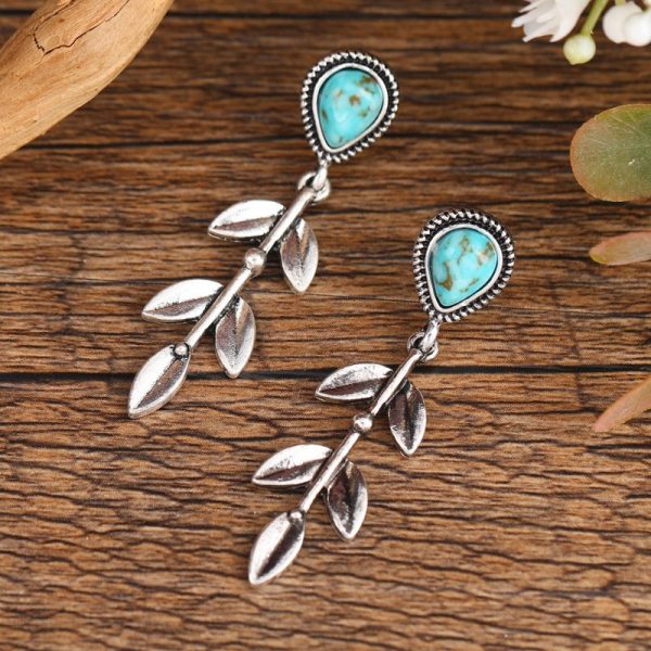 Creative Long Ethnic Style Earrings Drop Leaf Shape - Image 2