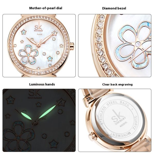 New Women's Steel Belt Diamond Quartz Watch - Image 2