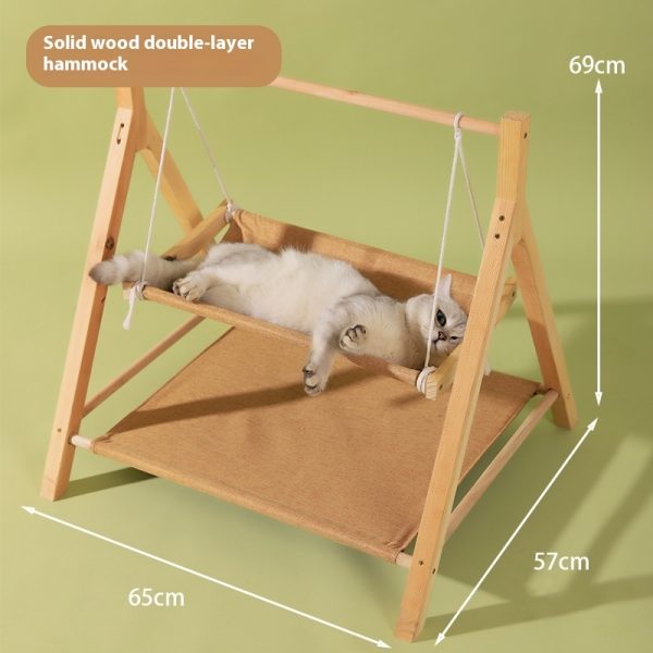 Pet Cat Hammock Double-layer Four Seasons Universal Wooden Cat Nest - Image 8