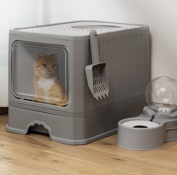 Large Double Door Drawer Foldable Cat Litter Basin - Image 2