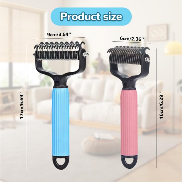 Upgraded Pet Safe Dematting Comb For Dogs Cats Deshedding Undercoat Rake With Double-Sided Stainless Steel Teeth Dogs Cats Grooming Brush For Detangling Thinning Shedding - Image 2