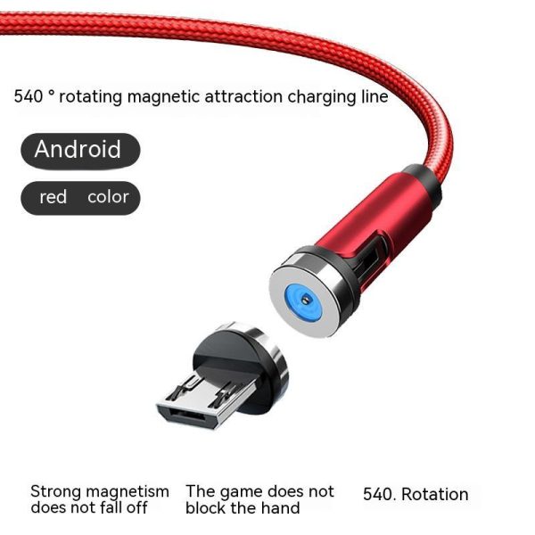 Twitch 540 Degree Rotating Single Needle Magnetic Data Cable One For Three Android Type-C Charging Cable Three In One - Image 7