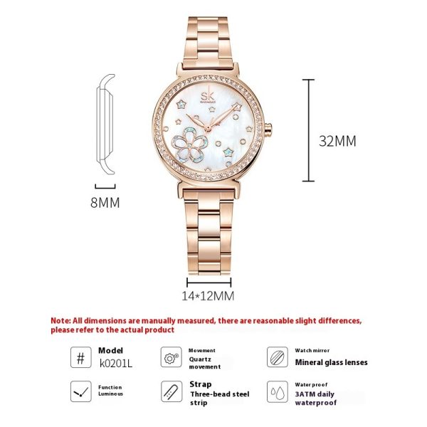 New Women's Steel Belt Diamond Quartz Watch - Image 3