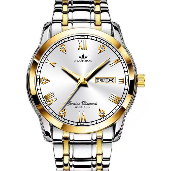New Luminous Double Calendar Quartz Stainless Steel Waterproof Men's Watch With Watch - Image 6