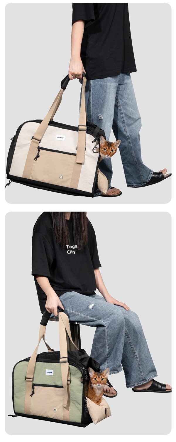 Outdoor Portable One-shoulder Crossbody Breathable Light Canvas Cat Bag Pet Bag - Image 7