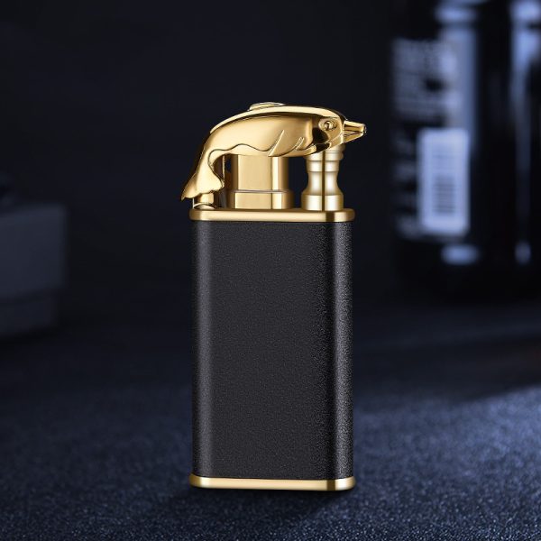 Creative Blue Flame Lighter Dolphin Dragon Tiger Double Fire Metal Winproof Lighter Inflatable Lighter - Image 7