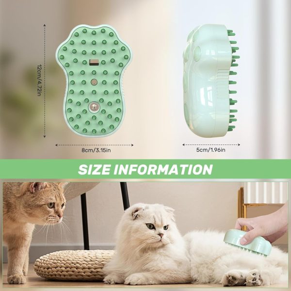 Self-Cleaning Cat Steam Brush For Shedding 4 In-1 Pet Grooming Massage Steam Brush Silicone Cat Dog Brushes With Release Button Gently Removes Loose Fur For Both Long And Short Hair Pets - Image 5