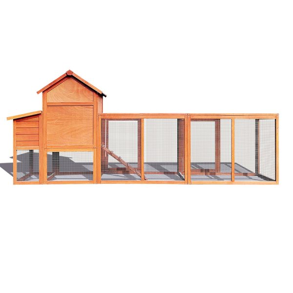 Wooden Chicken Coop Outdoor Hen House With Nest Box Wire Fence Poultry Cage - Image 8