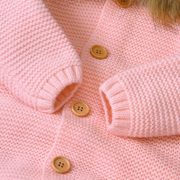 Children's Hooded Fur Collar Knitted Jumpsuit - Image 2