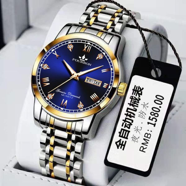 New Luminous Double Calendar Quartz Stainless Steel Waterproof Men's Watch With Watch - Image 3
