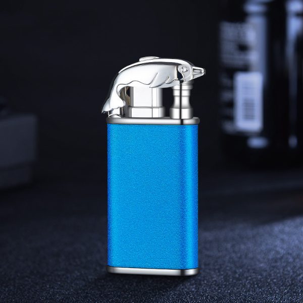 Creative Blue Flame Lighter Dolphin Dragon Tiger Double Fire Metal Winproof Lighter Inflatable Lighter - Image 8