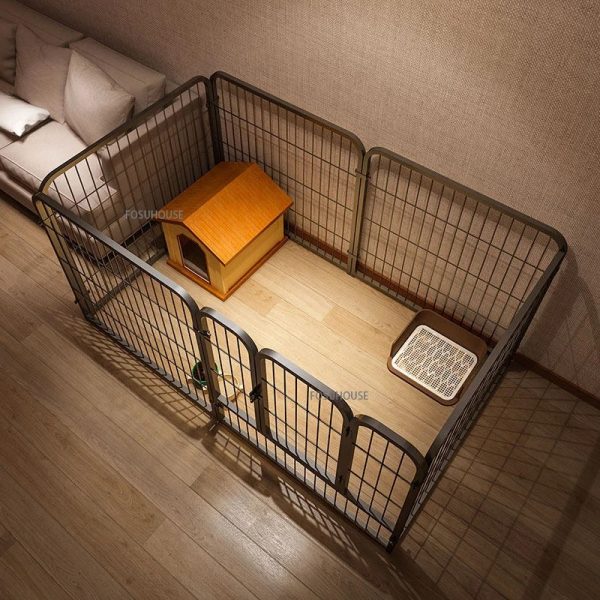 Modern Simple Wrought Iron Pet Fence Dog Cage Small And Medium Size Dog Teddy Corgi Isolation Door Indoor Guardrail Fence Kennel - Image 8