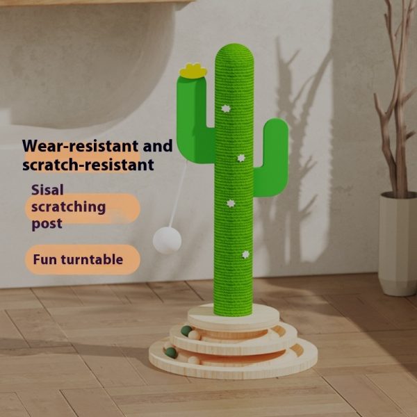 Cactus Cat Toy Wheel Grab Pillar Solid Wood - Image 3