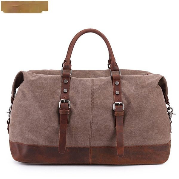 Canvas Traveling Crazy Horse Leather Casual Travel Messenger Shoulder Bag Large Capacity - Image 4