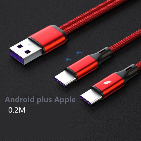 Two In One Data Cable One In Two Charging Cable Fast Charging 5A Cable - Image 10