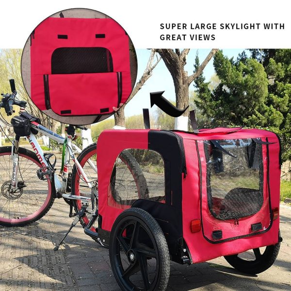 Bicycle Trailer For Pets Outdoor Foldable Dog Trailer With Reflectors - Image 9