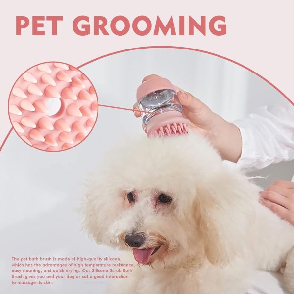 Cat Dog Pet Bath Brush Silicone Cat Dog Grooming Brush Puppy Massage Brush Hair Fur Cleaning Brush With Shampoo Dispenser Double Brush Head - Image 7