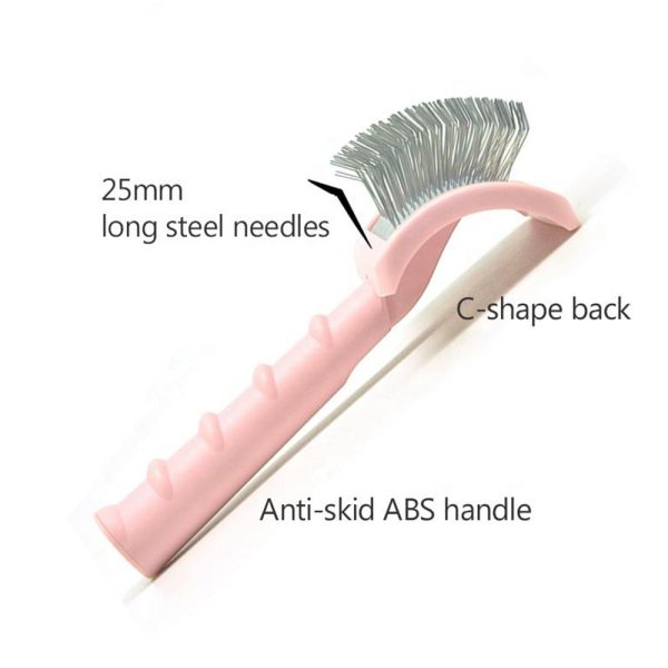 C-shaped Thick Back Hair Self Cleaning Curved Needle Comb Goldpets PS1140 Pet Hair Beauty Brushing Long Needle Comb - Image 6