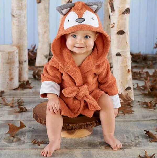 Infant Baby Cartoon Animal Shape Hooded Cloak Bathrobe - Image 3