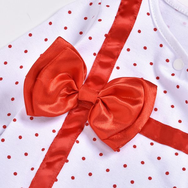 Infant Polka Dot Bowknot Long Romper Headdress Romper - Image 3