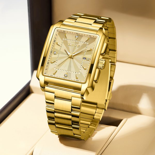Men's Square Large Dial Steel Belt Simple Watch - Image 3