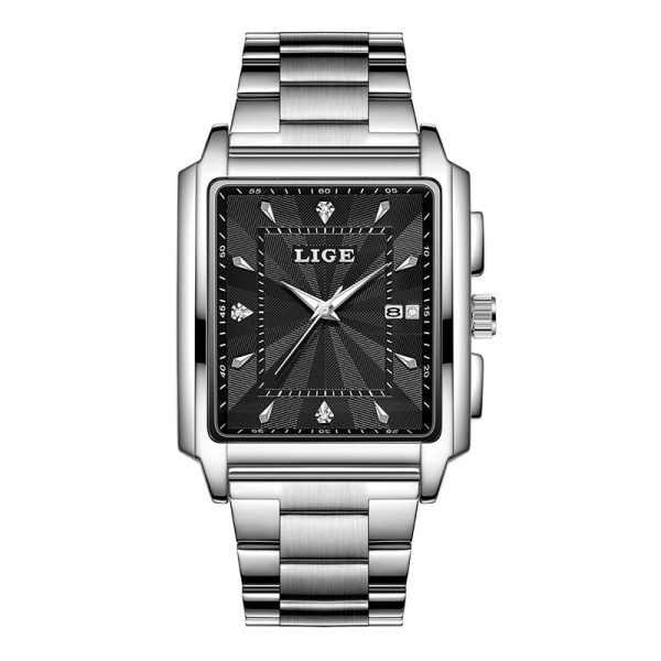 Men's Square Large Dial Steel Belt Simple Watch - Image 8