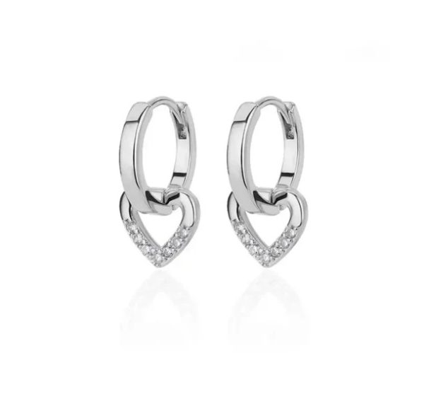 Hollowed Heart Shape Design Inlaid Zircon Ear Ring - Image 6