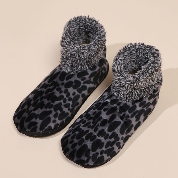 Casual Plus Size Warm Women Winter Leopard Print Room Socks - Image 6