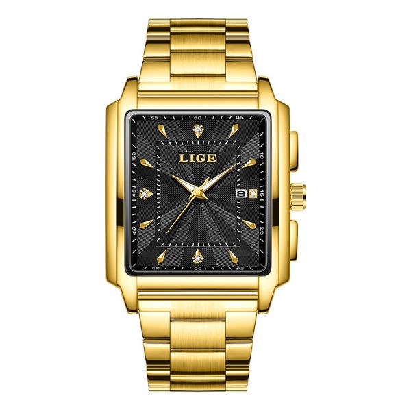 Men's Square Large Dial Steel Belt Simple Watch - Image 6