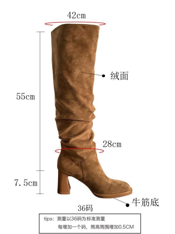 High Leg Boot High Heel Riding Boots Square Head Small Thick Leg Length - Image 4