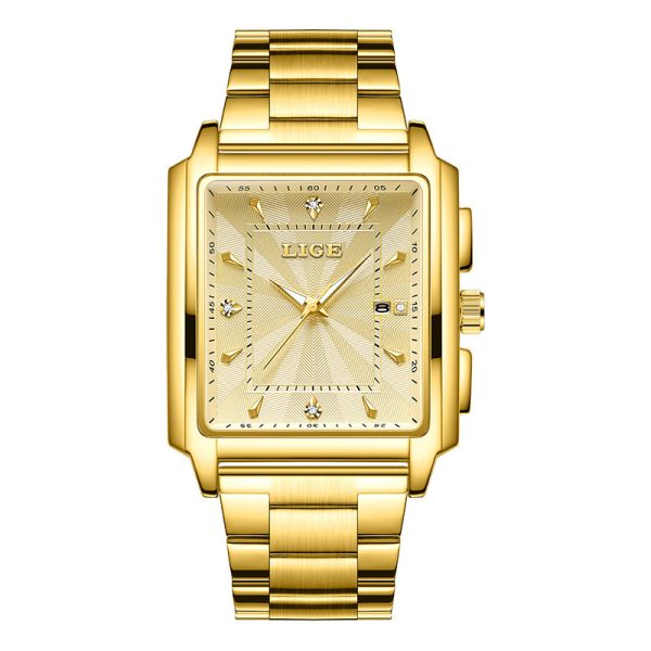 Men's Square Large Dial Steel Belt Simple Watch - Image 5