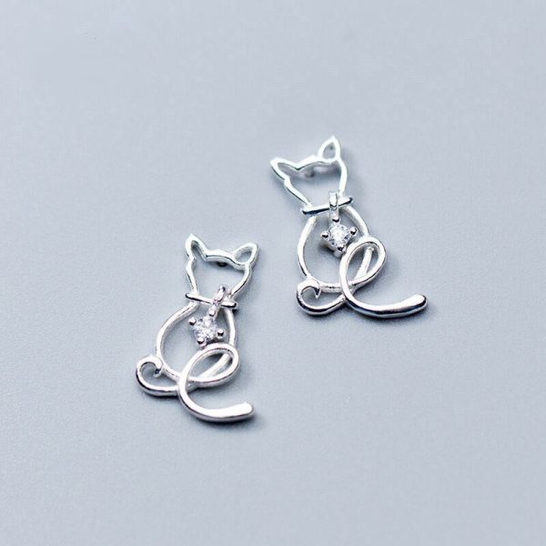 Lady Simple Cute Alloy Cat Earrings - Image 2