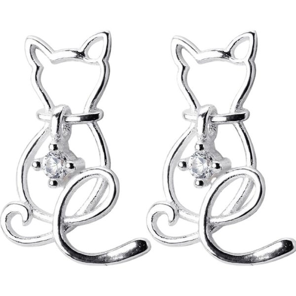 Lady Simple Cute Alloy Cat Earrings - Image 5