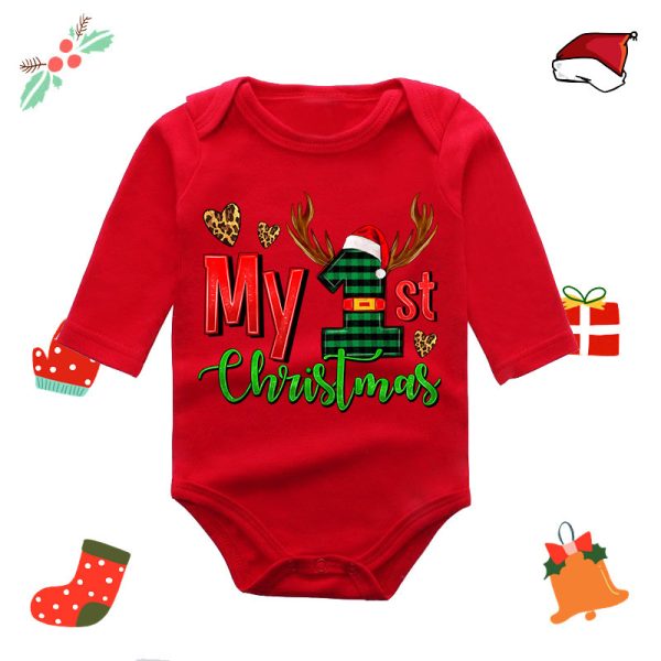 Long Sleeve Red Elk Baby Newborn Jumpsuit - Image 5